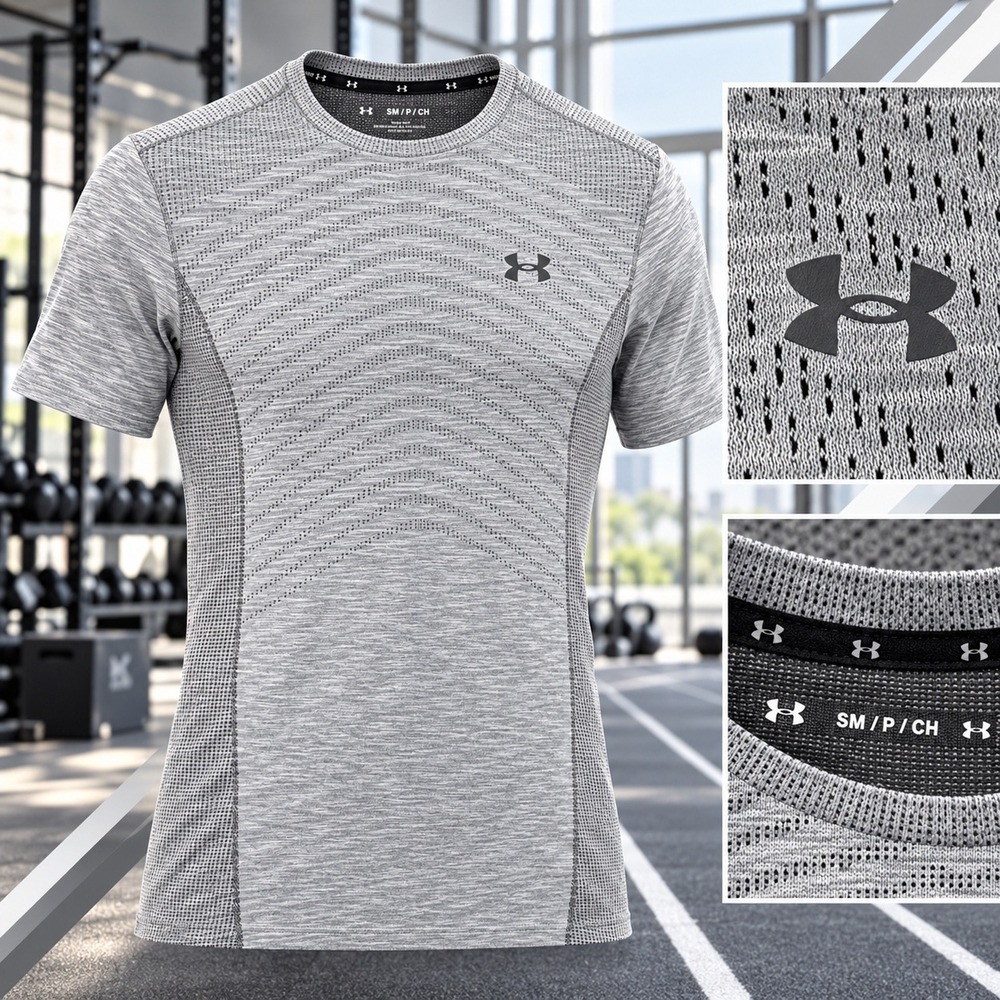 Under Armour Boys Gray Seamless Short Sleeve Fitted Performance T-Shirt Small